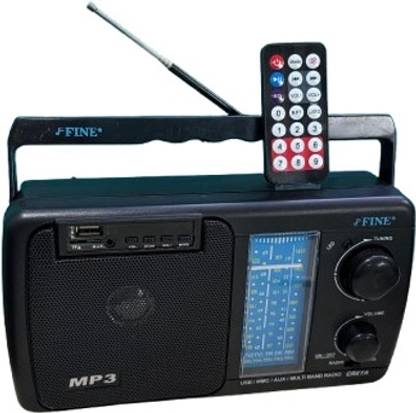 FINE 3 BAND FM/ AM Radio with Bluetooth USB/TF, REMOTE FM Radio (Black) FM Radio
