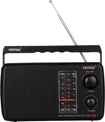 Vemax Melody 3-Band (FM/AM/MW) Portable Radio (Black) FM Radio