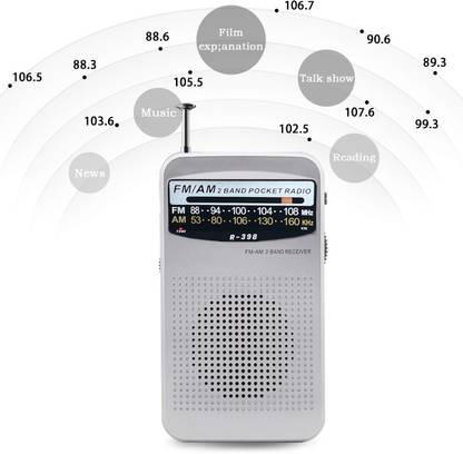 BeerTech R-398 Pocket Radio Player Multimedia Dual Band AM/FM Mini Transistor FM Radio