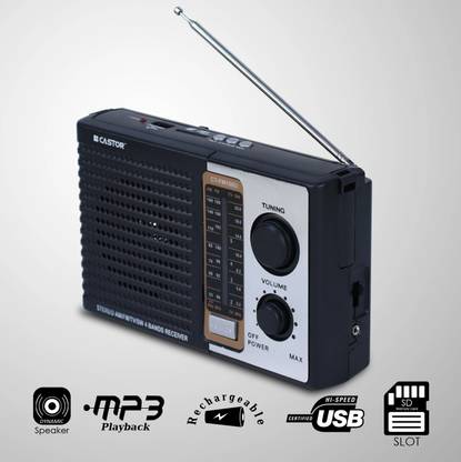 CASTOR CTFM100U 4-Band Portable Radio with USB/SD MP3 Player & Dynamic Speaker FM Radio