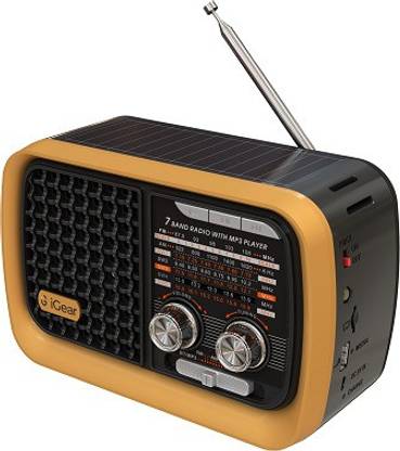 iGear Vintage Vibes - 7 Band Radio FM/AM/SW with MP3 Player Bluetooth, USB, TF/SD Card, inbuilt 1200 mAh Rechargeable Battery, and Built-in Torch, Retro Style FM Radio