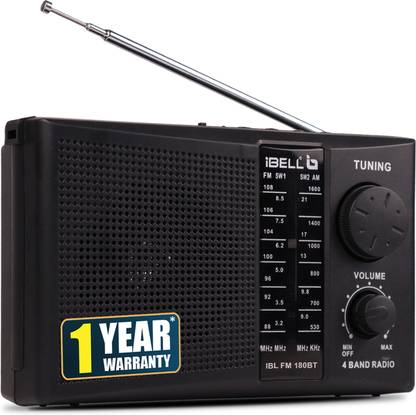 iBELL 180BT Bluetooth,Dynamic Speaker, USB-SD-MP3 Player, 4-Band Portable Rechargeable FM Radio