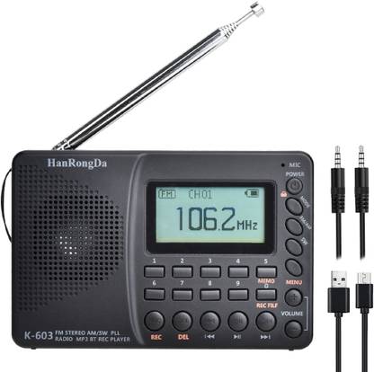Verilux Portable AM FM Radio with 3.5mm Earphone Jack Large LCD Display Bluetooth FM Radio