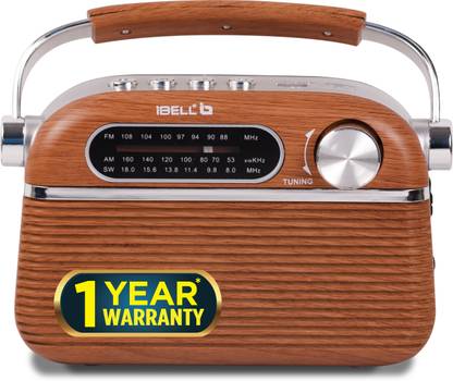 iBELL FM700BT Portable Radio with Bluetooth Speaker, USBSDMP3 Player & Dynamic Speaker 3 Band, Brown FM Radio