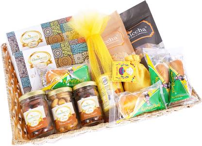 Jaiccha Holi-Rectangle Basket with Gujiyas Combo