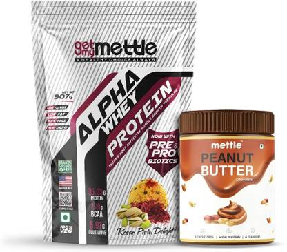 getmymettle Alpha Whey Protein, Kesar Pista With Dark Chocolate Peanut Butter Combo