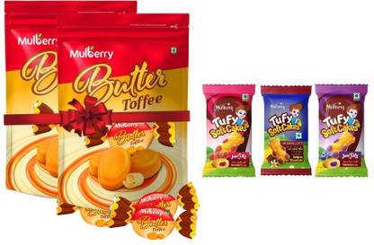 Mulberry foods Combo Pack of Butter Toffee and get Tufy soft Teddy cakes (28g x3) Combo