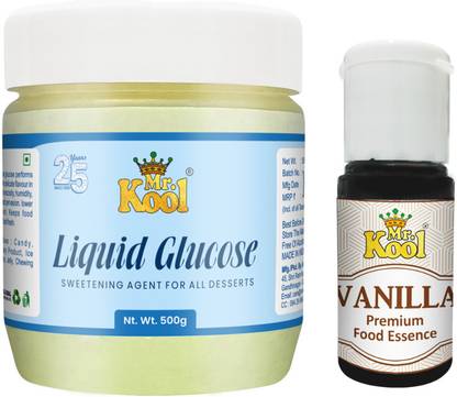 Mr.Kool Liquid Glucose Syrup 500gm | Vanilla premium food essence 20 ML Combo