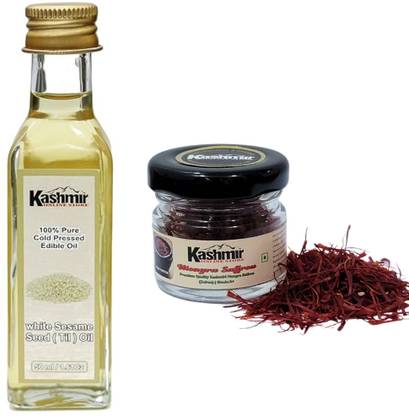 kashmir online store Natural kashmiri Seasam oil 50ml + kashmiri saffron 0.05gm Combo