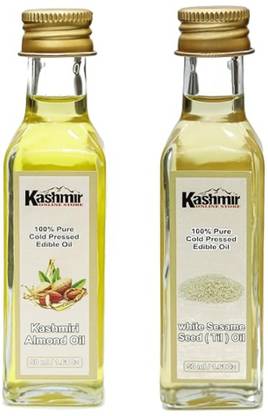 kashmir online store Cold Pressed Almond Oil 50ml + White Sesame Oil 50ml For Cooking,Skin,Face Combo