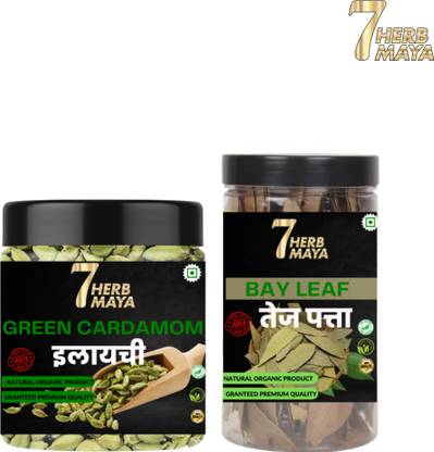 7Herbmaya Hari Elaichi | Green Cardamom & Tej Patta | Bay Leaf | Bay Leaves for Cooking Combo