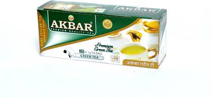 Akbar PREMIUM GREEN TEA (25 Bags - 1.5gm each) Unflavoured Green Tea Bags Box