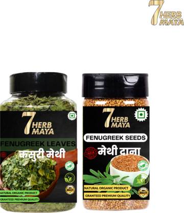 7Herbmaya Kasuri Methi & Whole Methi Dana | Fenugreek Seed & Fenugreek Seed for Cooking Combo