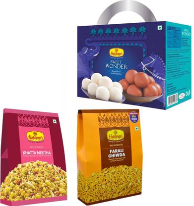 Haldiram's Sweet Wonder 1kg, Khatta Metha (200gm), Falhari Chiwda (200gm) Combo