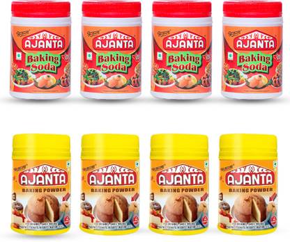 AJANTA Pack of 4 Baking Powder (100g Each) & 4 Baking Soda (100g Each) Combo