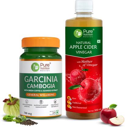 Pure Nutrition Garcinia Cambogia with Apple Cider Vinegar | Effective Weight Management Combo