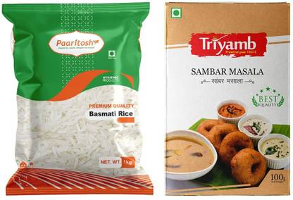 Paaritosh Long Grain Basmati Rice 1 Kg and Sambhar 100 Gram , Combo Pack| Combo