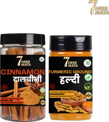 7Herbmaya Dalchini, Cinnamon & Haldi Powder, Turmeric Powder | Spices & Masala for Food Combo
