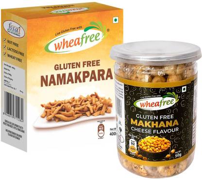 wheafree Gluten Free Makhana - Cheese Flavour (50g) and Namakpara (400g) Combo Pack Combo