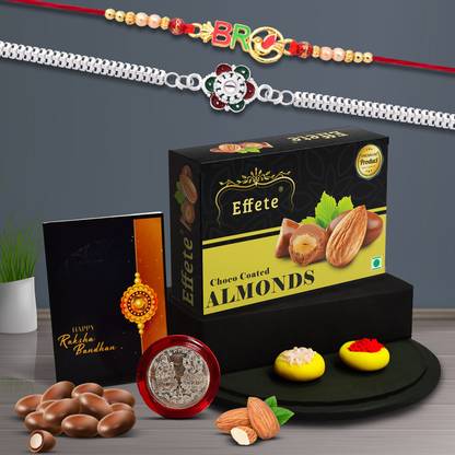 Effete Designer Rakhi Combo for Brother | Rakhi Gift For Brother/Sister | Rakhi Combo With Chocolate Box | Fancy Rakhi | New Stylish Rakhi Combo |(K2_R2+S1_A32) Combo