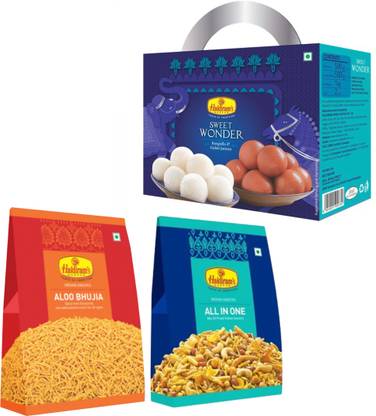 Haldiram's Sweet Wonder 1kg, All in One (200 gm), Aloo Bhujia (200 gm) Combo Combo