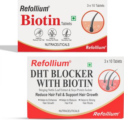 Refollium Biotin and DHT Blocker with Biotin, Hair Growth Supplement Combo