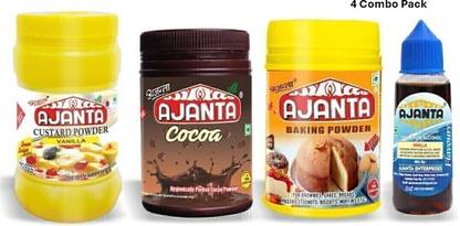 AJANTA Combo of Baking Powder 100gm, Cocoa Powder 50gm, Custard Powder 100gm, Vanilla Flavor 20gm Combo