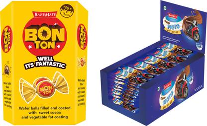 BAKEMATE Choco Moto Chocolate Bar & Chocolate Coating BonTon Wafers Pack Combo