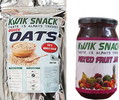 kwik snack COMBO PACK OF MIXED FRUIT JAM (500 GM) & QUICK OATS (800 GM) Combo