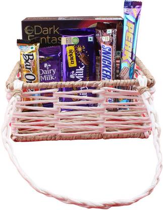 SurpriseForU Loaded Nutty Caramel With Desginer Basket Chocolate Hamper Combo