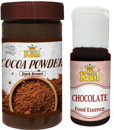 Mr.Kool Dark Brown Cocoa Powder 100gm and Food Essence Chocolate 20ml.Pack of 2 Combo