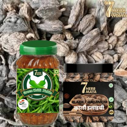 7Herbmaya Green Chilli Pickle With Natural Ingredient|Kali Elyachi Spice for Testy Food Combo