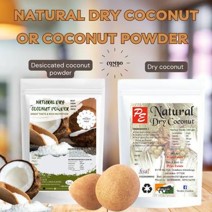 PRIYA ESTATE desiccated coconut (100g) DRY NARIYAL (500G) PACK BEST FOR SWEETS,LADDU,SNACKES Combo