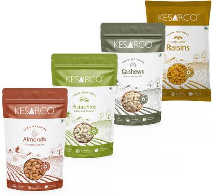 KESARCO Dry Fruits Essentials combo |Raisin, Cashew, Raw Almonds, Pistachios |200gm each Combo