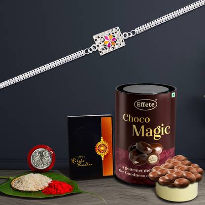 Effete Designer Rakhi Combo for Brother | Rakhi Gift For Brother/Sister with Chocolate | Best Rakkhi,RakshaBandhan Gift | Fancy Rakhi | Rakhi With Combo Of Chocolate | Stylish Rakhi |(K1_D1_MRN) Combo