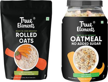 True Elements Overnight Oats (Rolled Oats and Oatmeal ) Combo