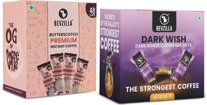 Bevzilla 48 Sachet Coffee Powder (Butterscotch), 48 Sachet Coffee Powder (Dark Wish) Combo