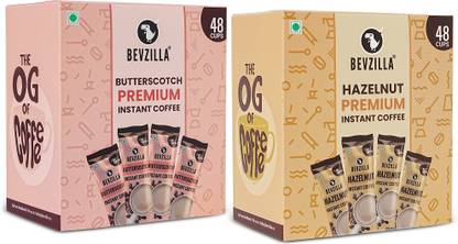 Bevzilla Combo of 2 - 48 Butterscotch Coffee Sachet and 48 Hazelnut Coffee Sachet Combo