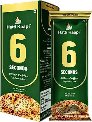 Hatti Kaapi 6 SECONDS Filter Coffee Decoction | Coffee 80% Chicory 20% | Instant Coffee