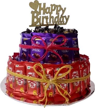 Cadbury Kit Kat || Dairy Milk & Melody Chocolates with Happy Birthday Cake Topper Combo