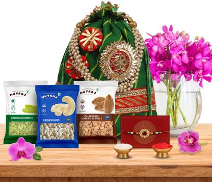 Nutraj Rakhi for Brother, 1 Rakhi with Dry Fruits, Rakshabandhan Dry Fruit Combo