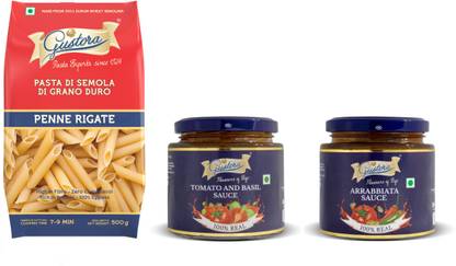 Gustora Combo Pack of Penne Pasta, Arrabbiata Sauce, Tomato & Basil Sauce Combo Combo