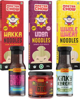 MasterChow Easy Meal Pack | Assorted: 2 Sauces, 1 Dip & 3 Noodles | - Party Pack|Pack of 6 Combo