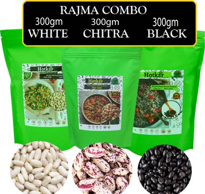 hotkar WHITE RAJMA / BLACK RAJMA / CHITRA RAJMA / 300GM EACH Combo