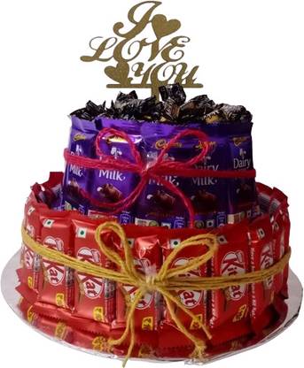 Cadbury Kit Kat || Dairy Milk & Melody Chocolates with I Love You Cake Topper Combo