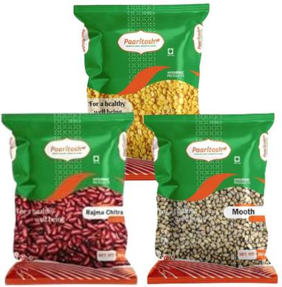 Paaritosh Combo of Yellow Moong Dal,Rajma and Moth Matki Combo
