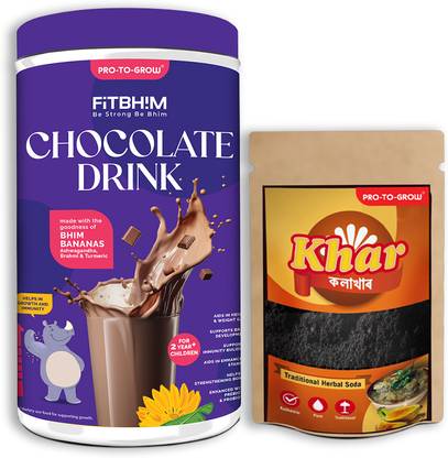 Pro-To-Grow Complete Health and Nutritional Pack of Fitbhim Chocolate & Khar,Combo Pack of 2 Combo