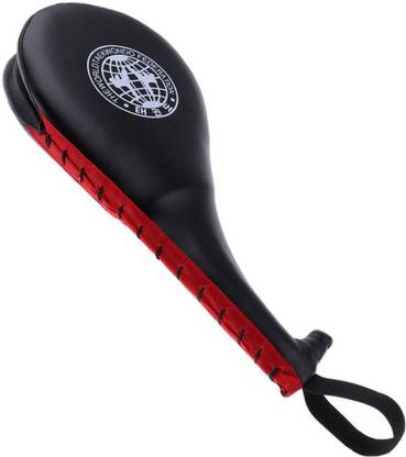 Vtake Taekwondo Double Face Kick Pad, Training Target with Strap, Black and Red Curved Focus Pad
