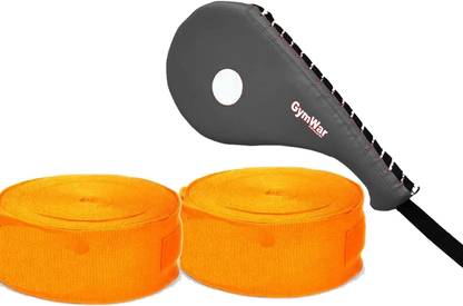 GymWar Combo KickPad Single Striking Pad for Kickboxing Training with Boxing Hand Wrap Kicking Shield