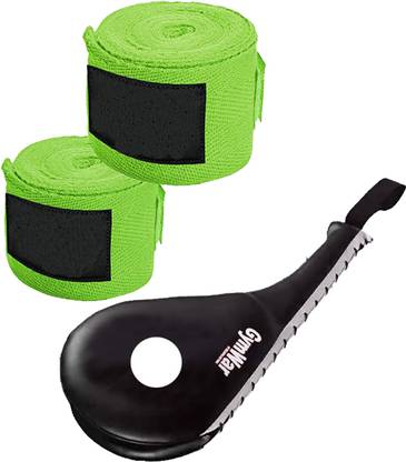 GymWar Combo of Double Face Kicking Pad and Boxing Hand Wrap Kicking Shield
